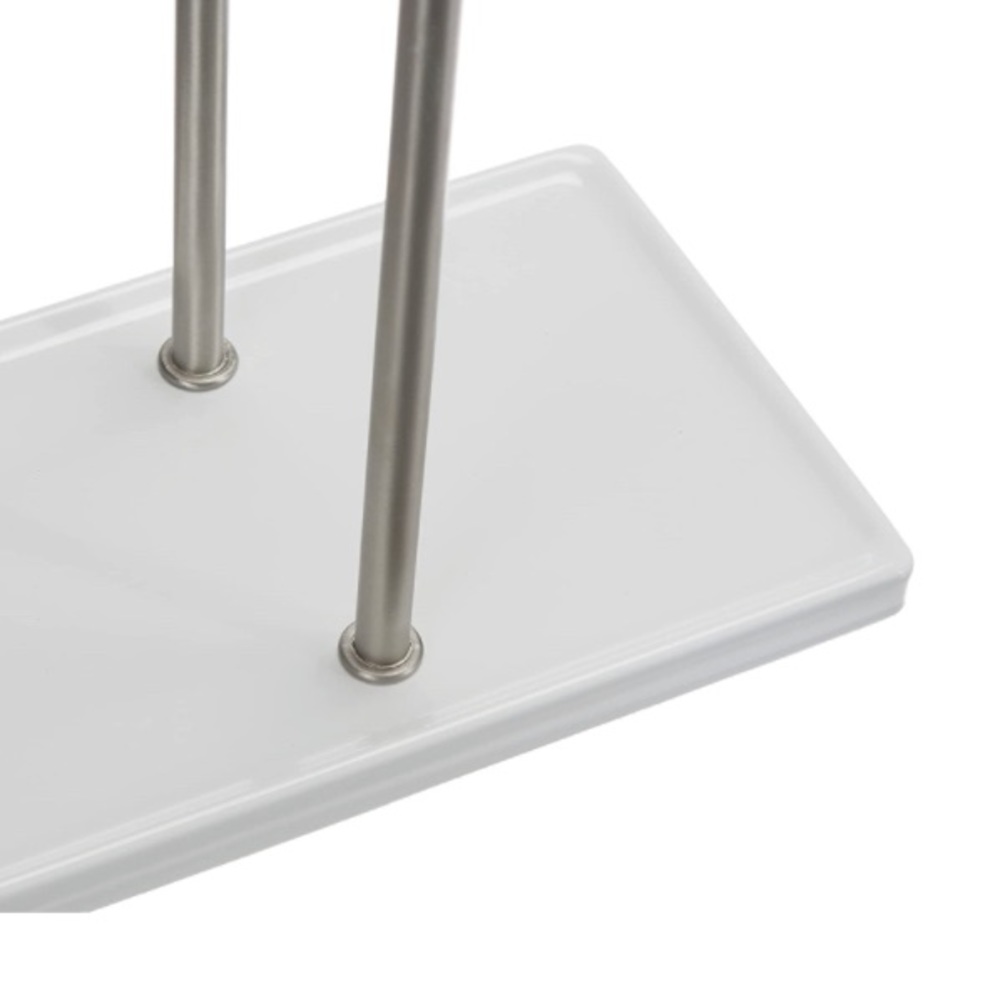 Double-T Hand Towel Holder and Accessories Jewelry Stand, Nickel/White - Picture 4 of 7